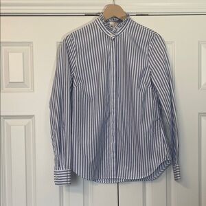 J.Crew Blue Striped Ruffle Neck Women’s Shirt